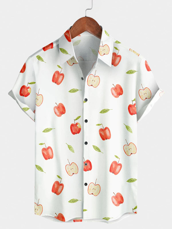 Camicia a maniche corte da uomo con stampa di frutta