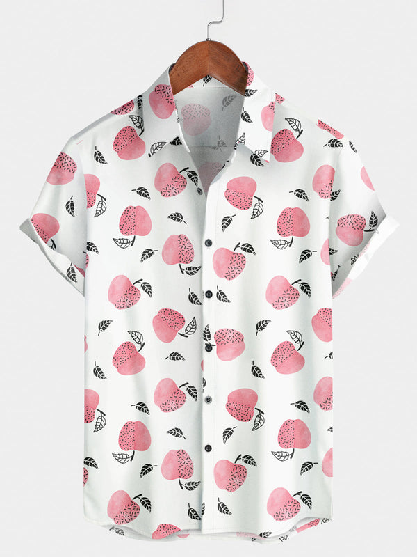 Camicia a maniche corte casual rosa da uomo