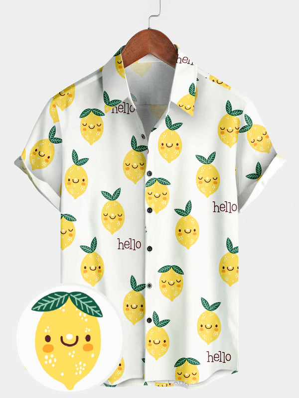 Camicia a maniche corte da uomo con stampa di frutta