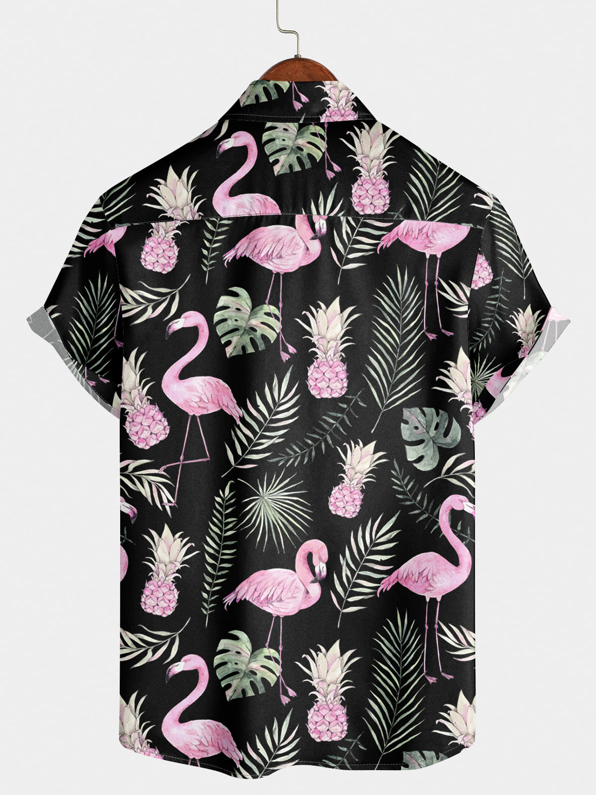 Chemise à manches courtes à imprimé flamant rose pour hommes