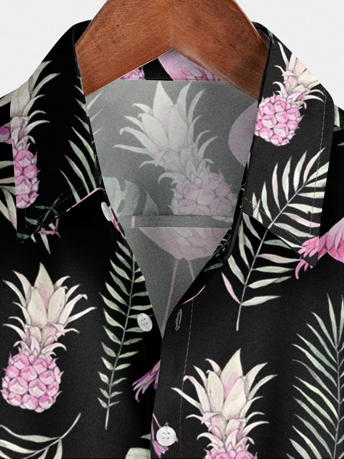 Chemise à manches courtes à imprimé flamant rose pour hommes