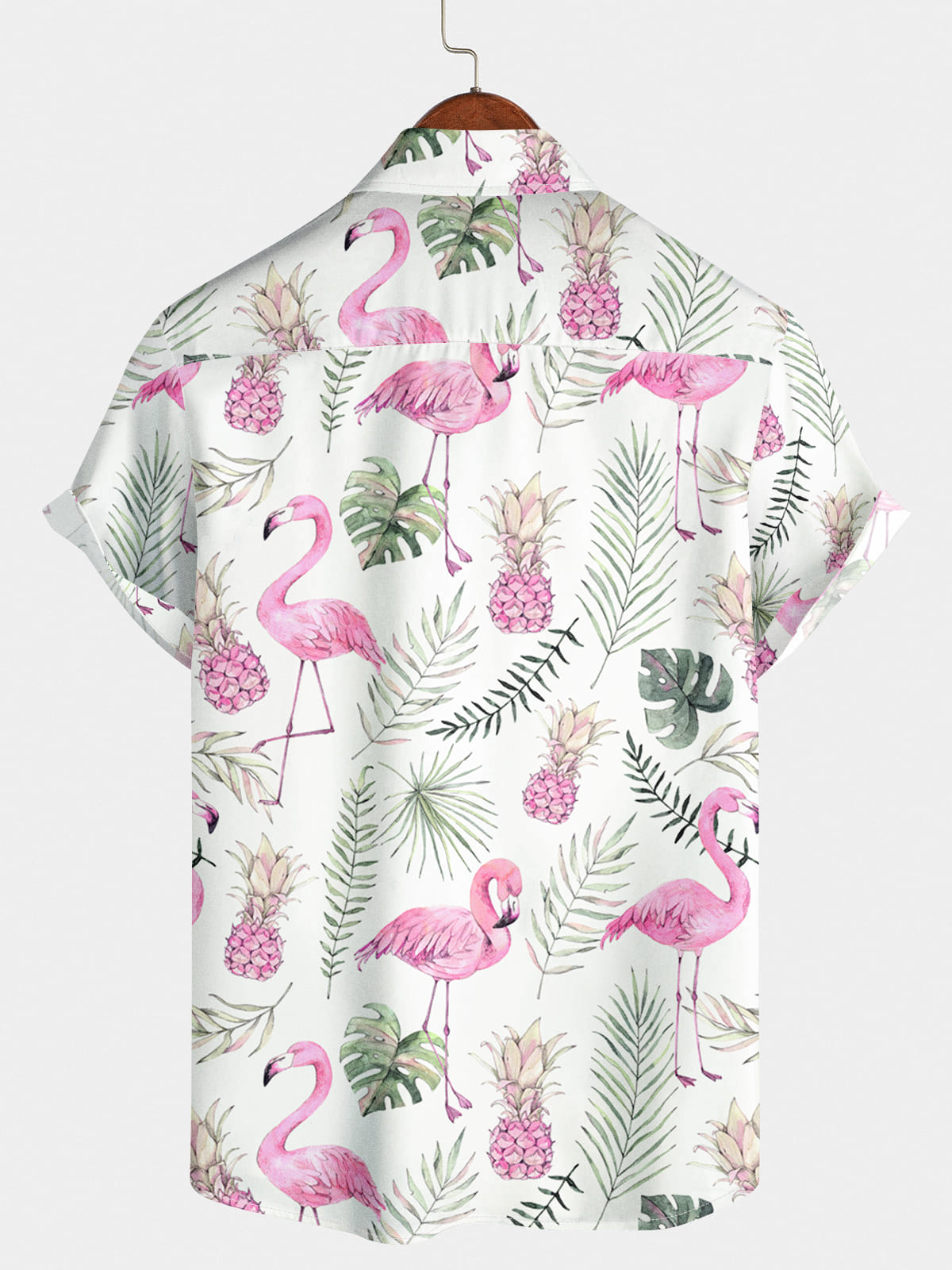 Chemise à manches courtes à imprimé flamant rose pour hommes