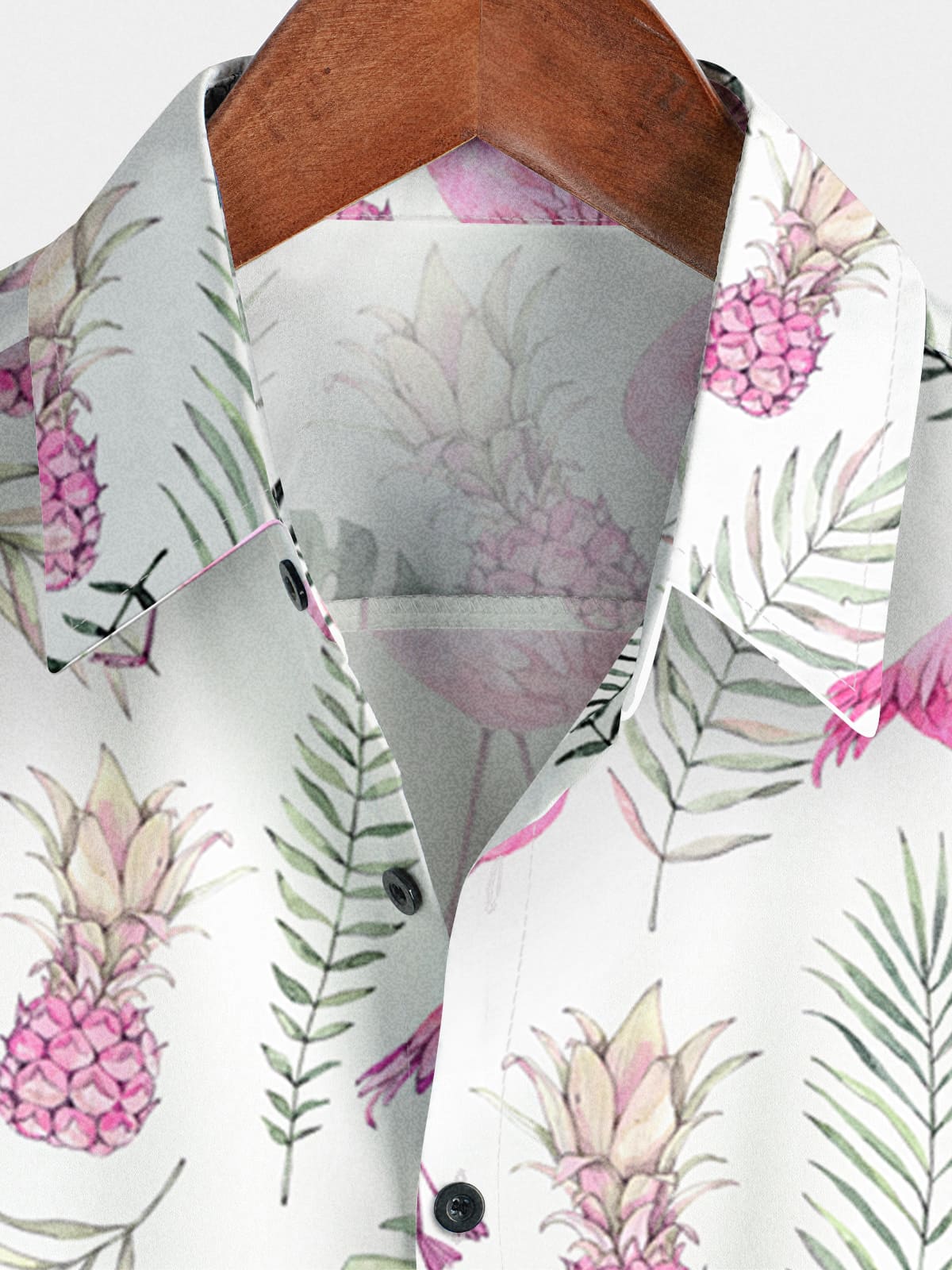 Chemise à manches courtes à imprimé flamant rose pour hommes