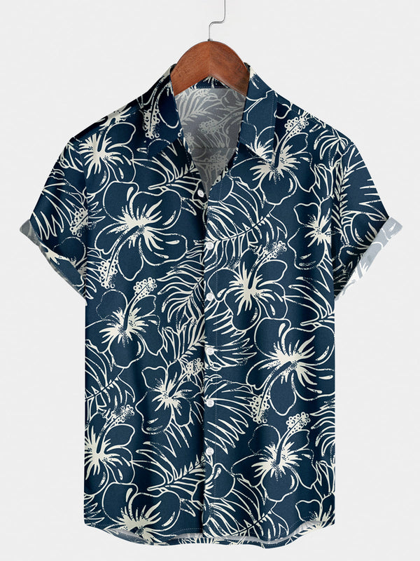 Chemise à manches courtes à imprimé floral pour hommes