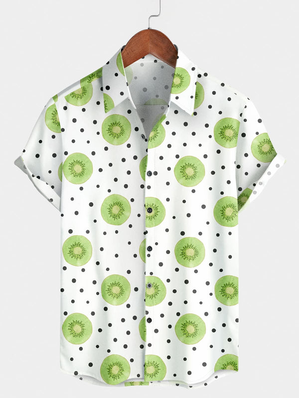 Chemise à manches courtes à imprimé kiwi pour hommes