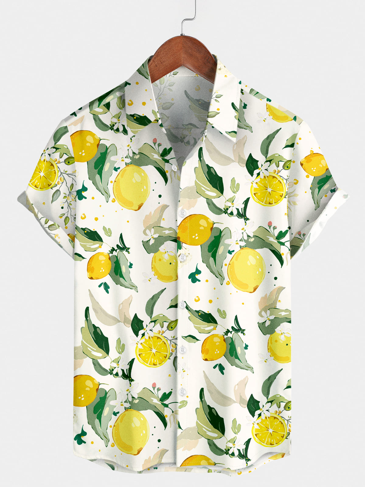 Camicia a maniche corte da uomo con stampa limone