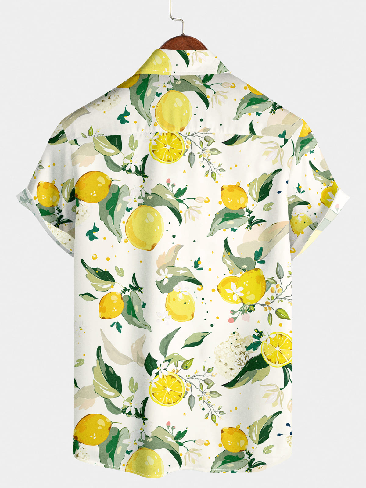 Chemise à manches courtes à imprimé citron pour hommes