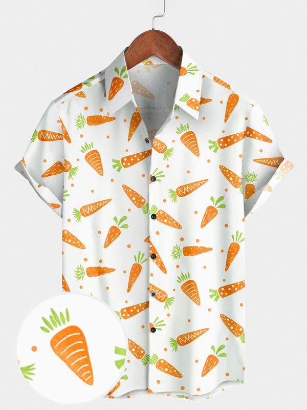 Men's Carrot Print Short Sleeve Shirt