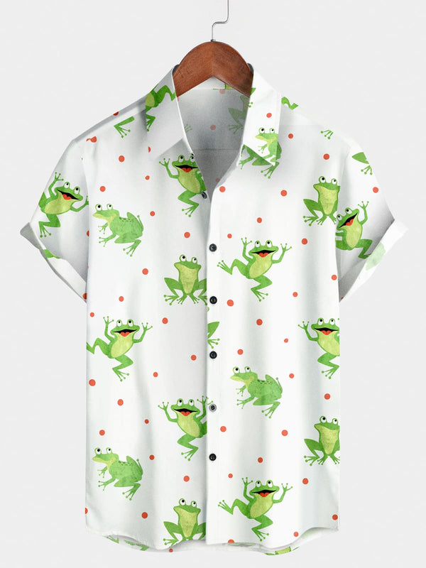 Men's Frog Print Short Sleeve Shirt