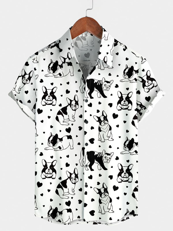 Camicia a maniche corte da uomo con stampa Bulldog francese