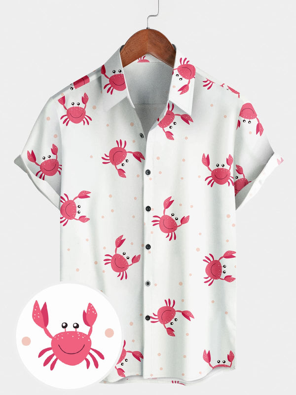 Men's Crab Print Short Sleeve Shirt