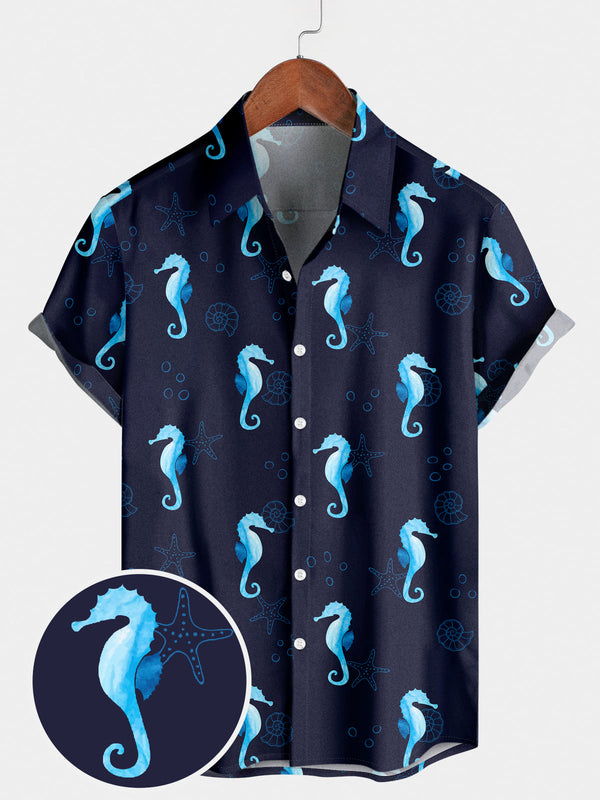 Chemise à manches courtes Hippocampus japonicus pour hommes