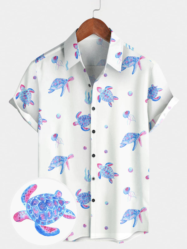 Men's Turtle Print Short Sleeve Shirt