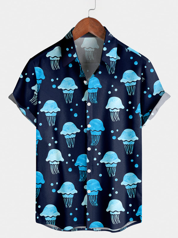 Men's Jellyfish Print Short Sleeve Shirt