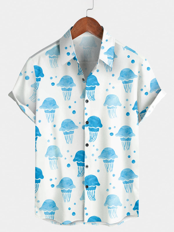 Men's Jellyfish Print Short Sleeve Shirt