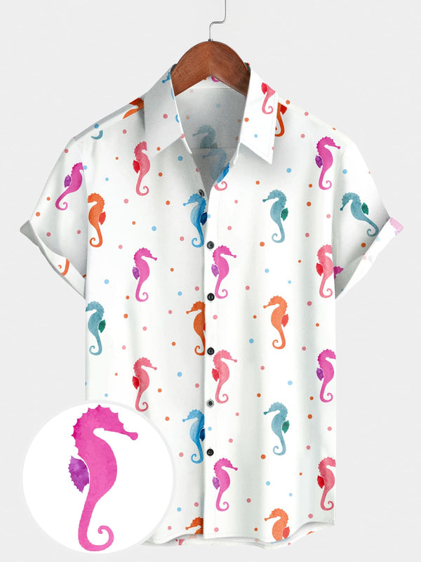 Chemise à manches courtes Hippocampus japonicus pour hommes