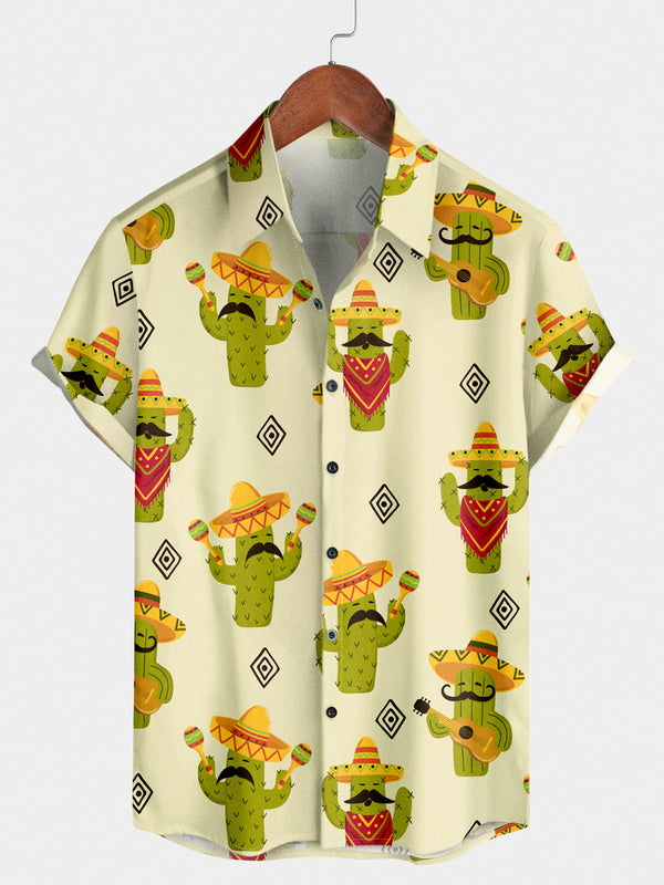 Men's Cactus Print Short Sleeve Shirt