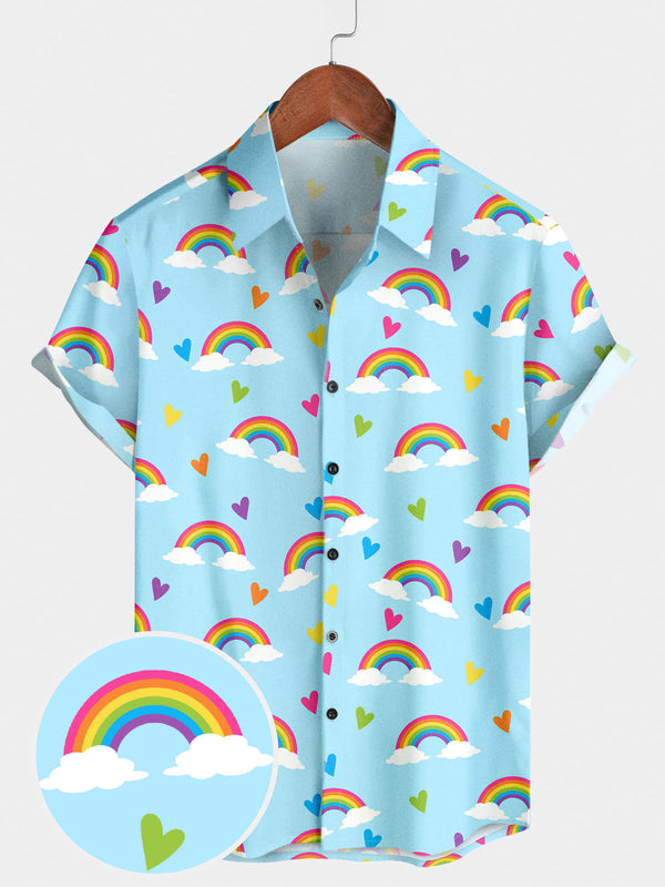 Chemise à manches courtes à imprimé arc-en-ciel pour hommes