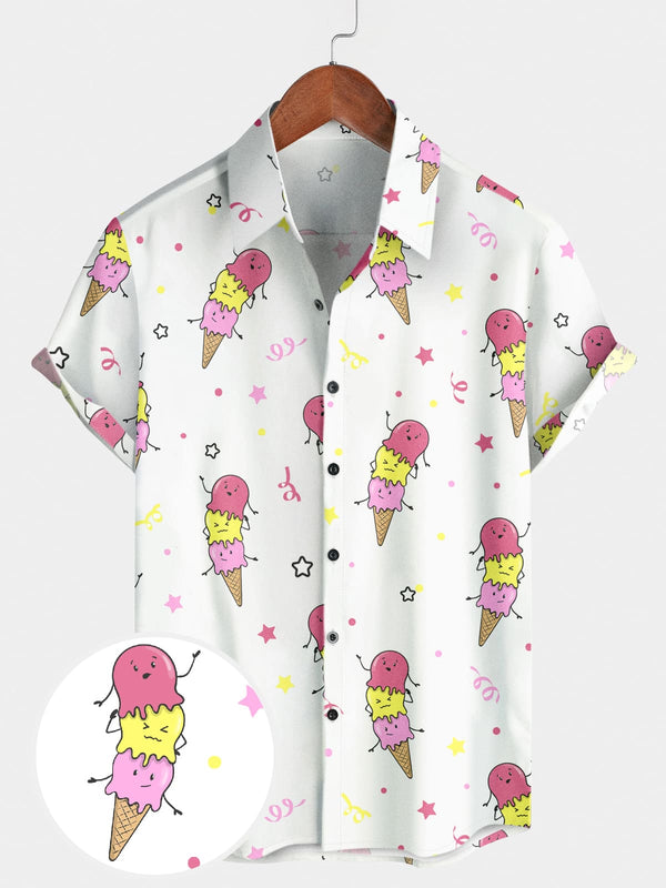 Men's Fruit Ice Cream Short Sleeve Shirt