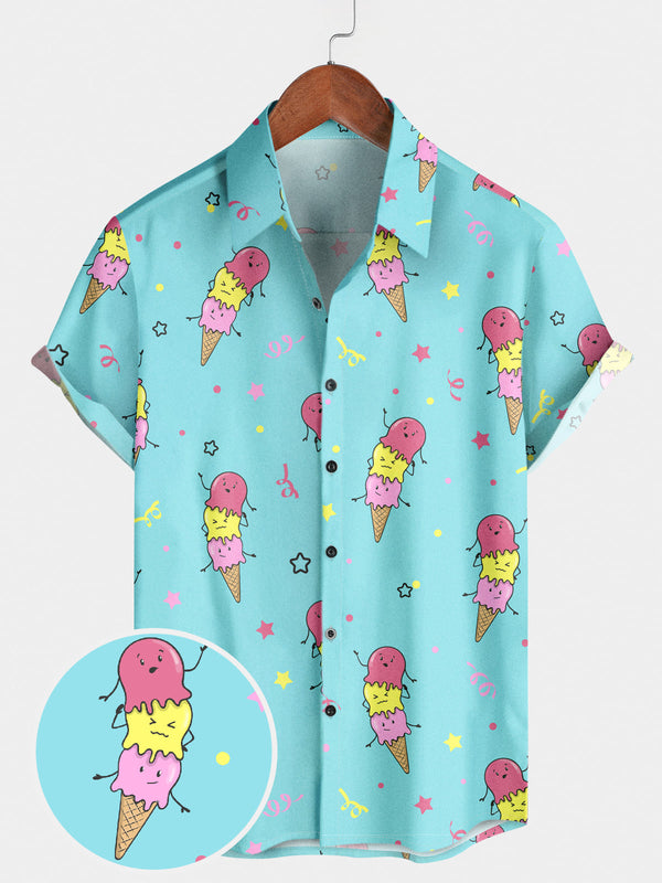 Men's Fruit Ice Cream Short Sleeve Shirt