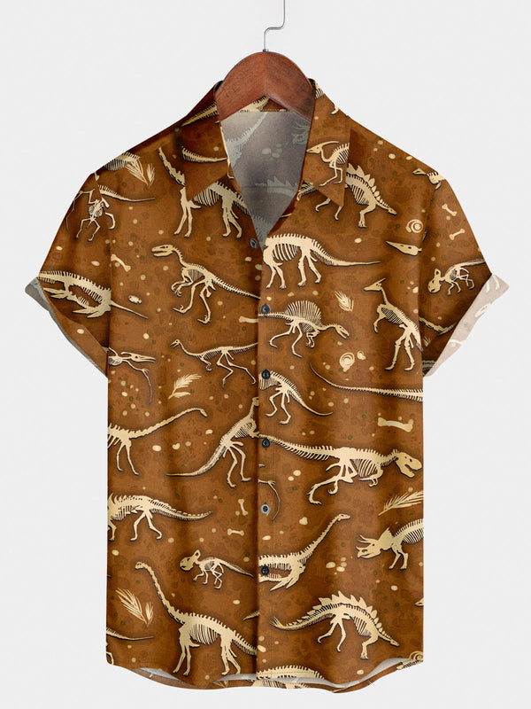 Chemise à manches courtes fossile de dinosaure pour homme