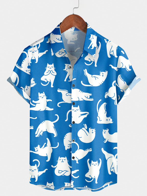 Camicia a maniche corte da uomo Yoga Cat