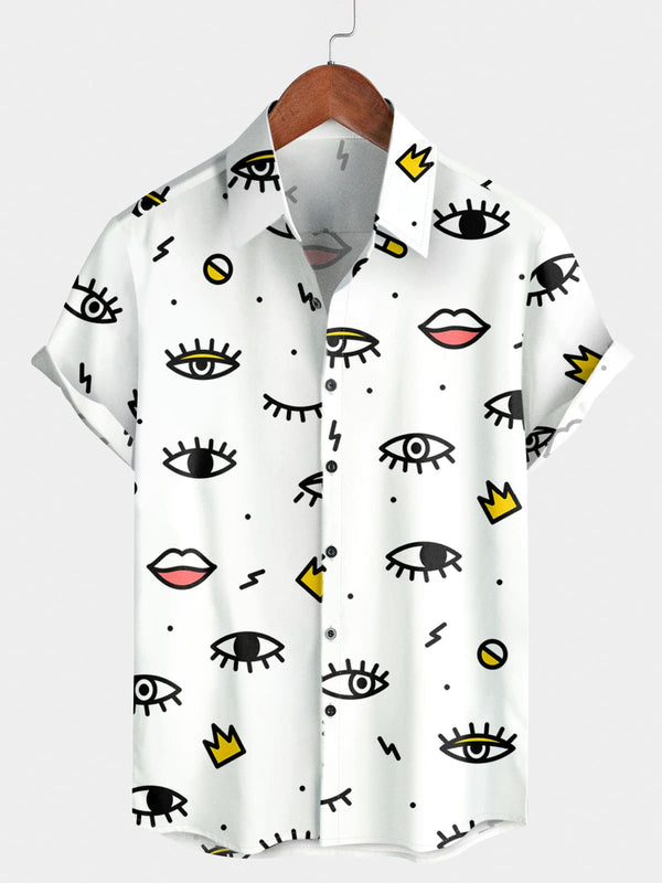 Men's Eye Print Short Sleeve Shirt