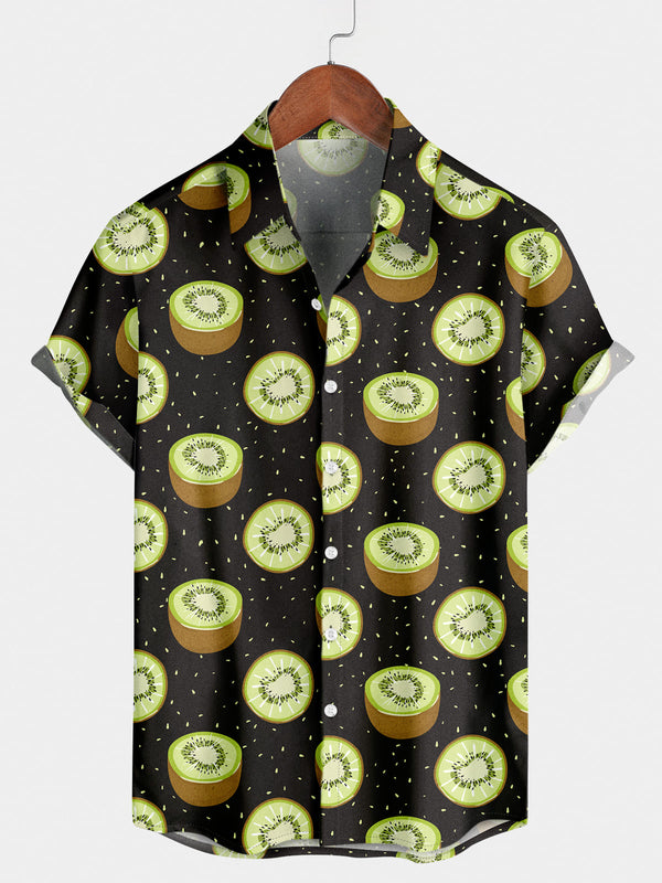 Men's Kiwifruit Print Short Sleeve Shirt