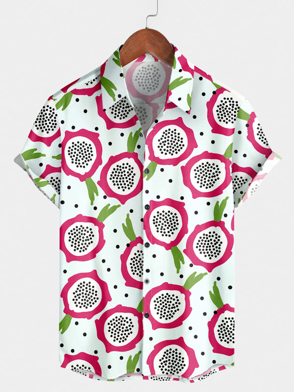 Camicia da uomo a maniche corte con stampa Pitaya