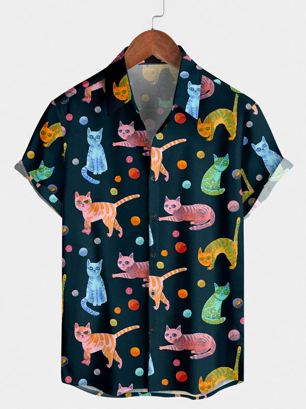 Men's Colorful Print Short Sleeve Shirt