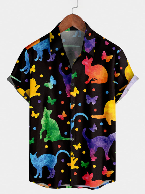 Men's Colorful Print Short Sleeve Shirt