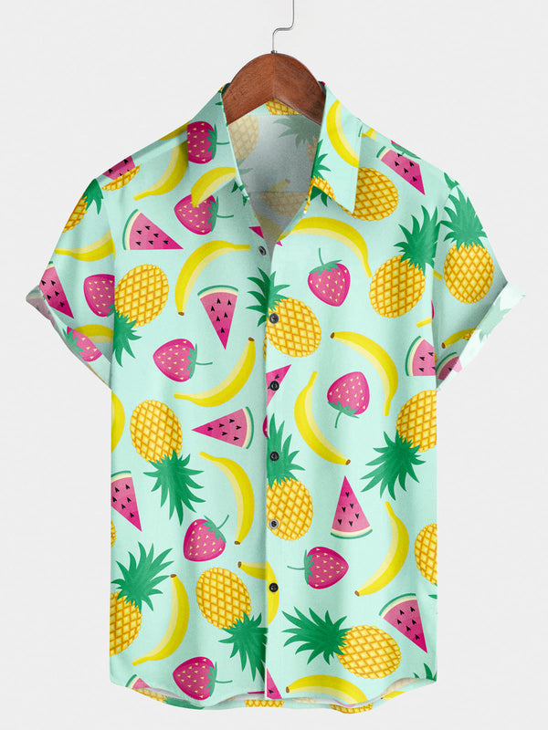 Camicia a maniche corte da uomo con stampa di frutta