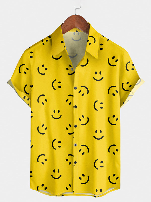 Camicia a maniche corte da uomo con stampa Smile