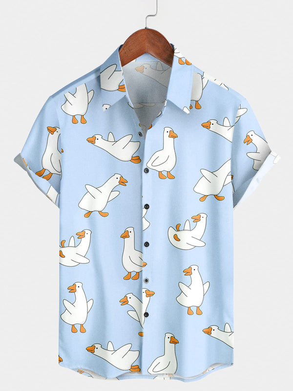 Chemise à manches courtes à imprimé canard pour hommes