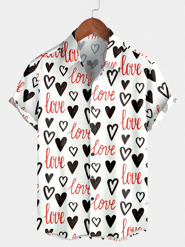 Camicia da uomo a maniche corte con cuore d'amore