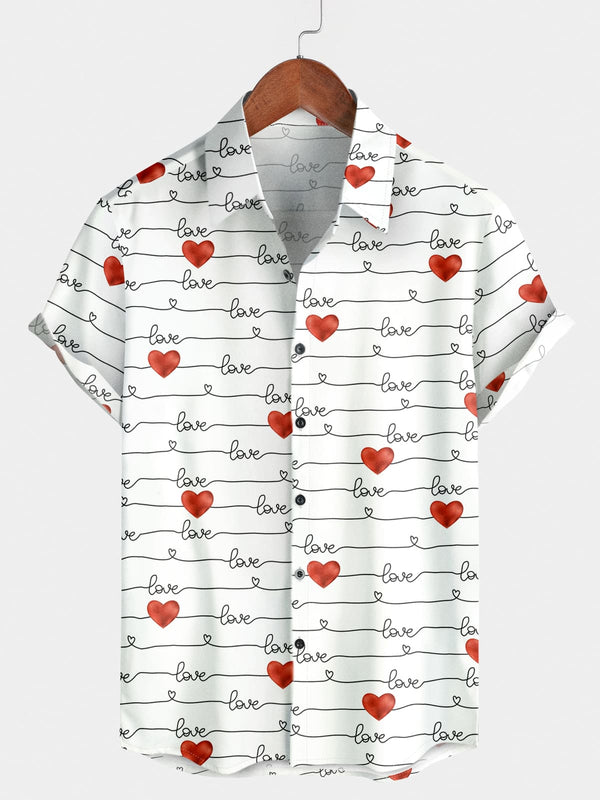 Chemise à manches courtes Love Heart pour hommes