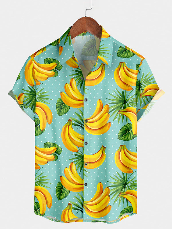 Chemise à manches courtes à imprimé banane pour hommes