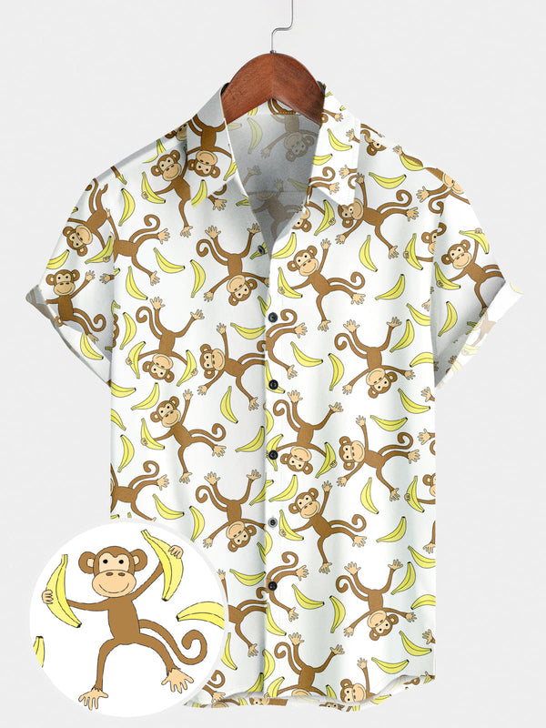 Men's Monkey Print Short Sleeve Shirt