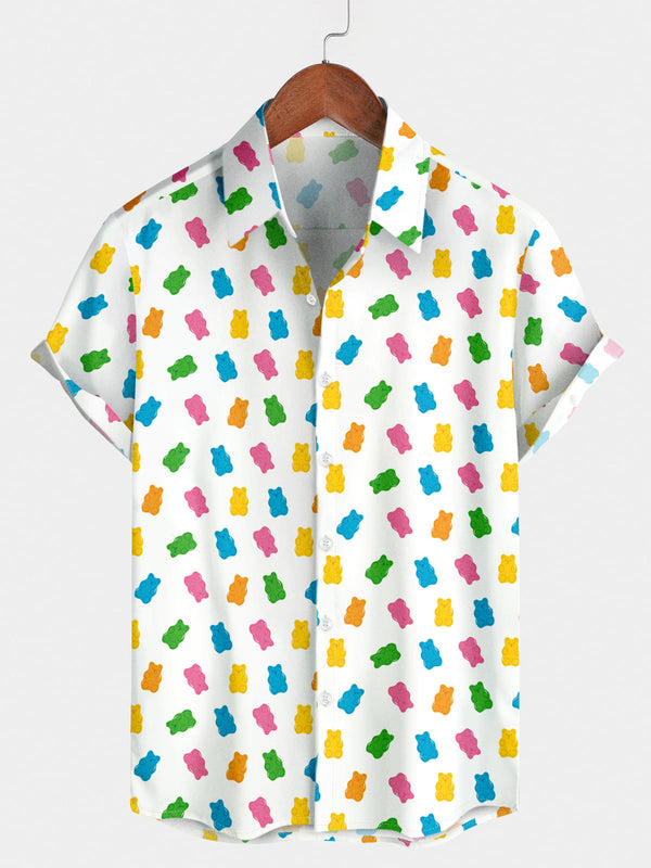 Men's Gummy Bear Print Short Sleeve Shirt