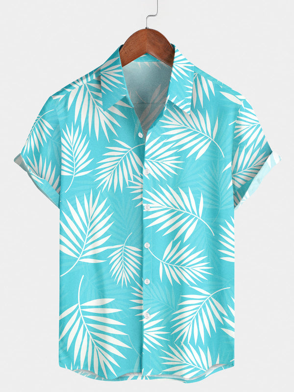 Men's Leaf Print Short Sleeve Shirt