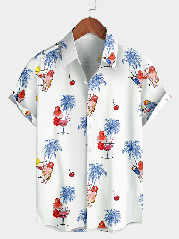 Camicia a maniche corte hawaiana casual da uomo