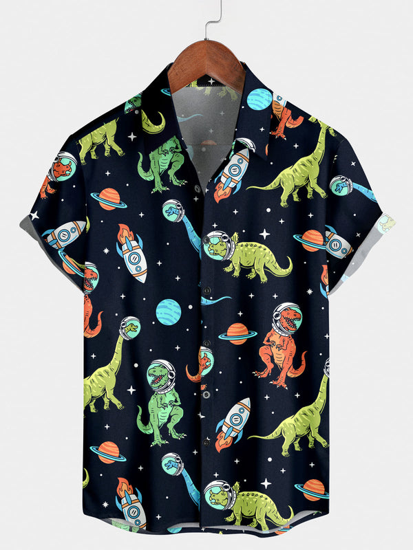 Men's Space Dinosaur Short Sleeve Shirt