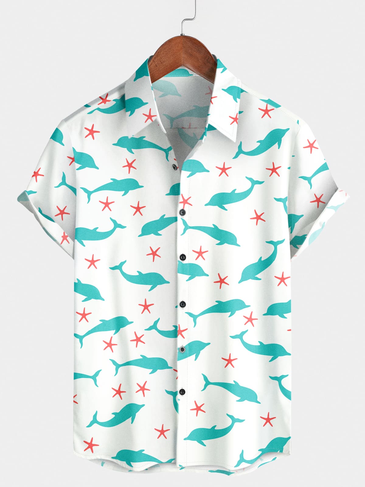 Men's Dolphin Print Short Sleeve Shirt