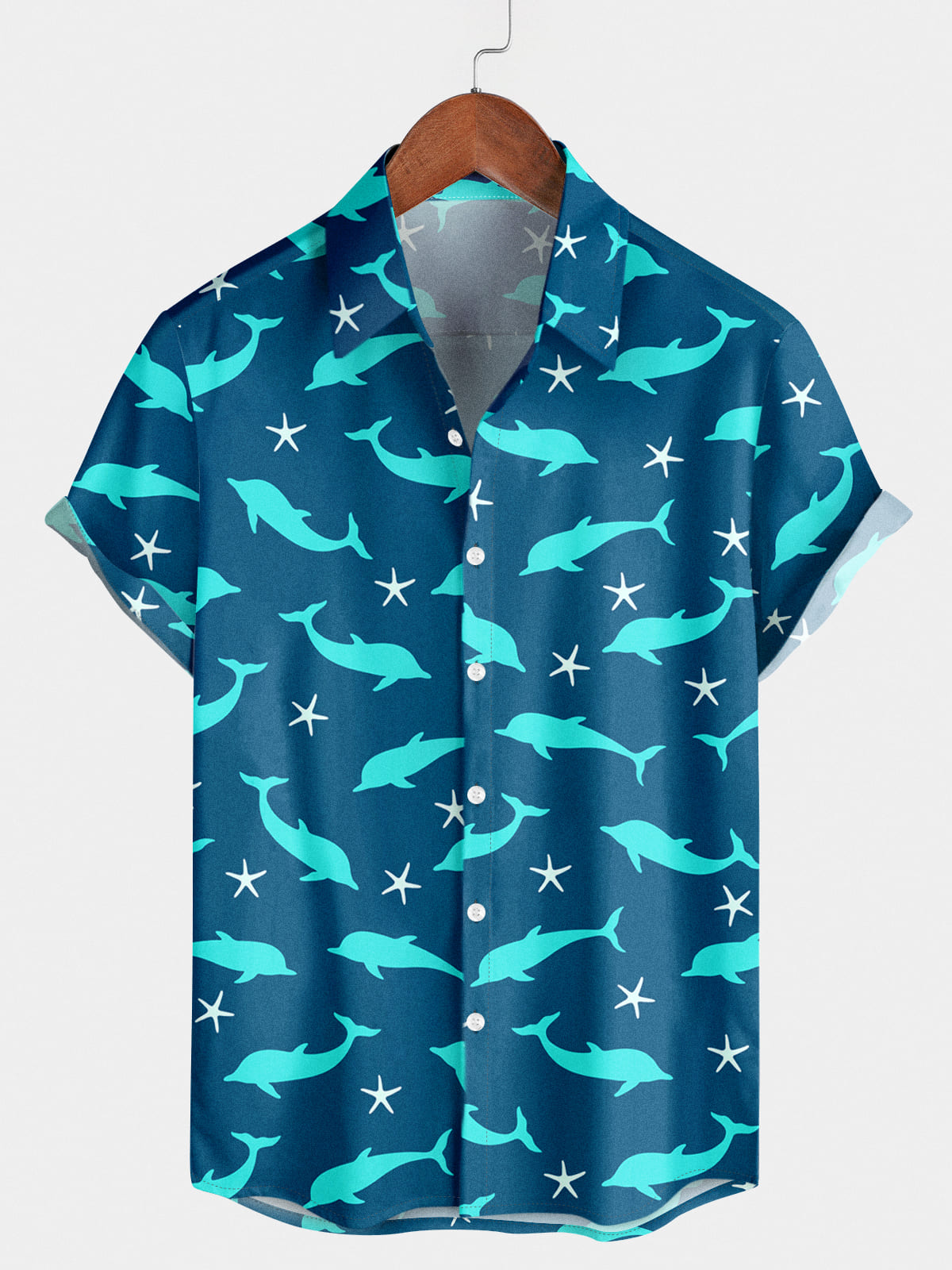 Men's Dolphin Print Short Sleeve Shirt