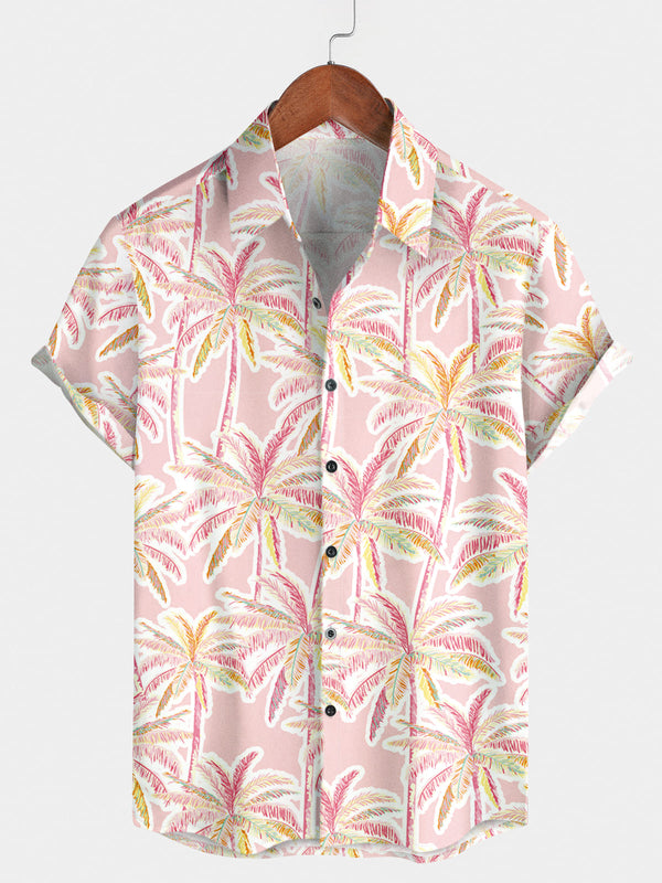 Men's Coconut tree Print Short Sleeve Shirt