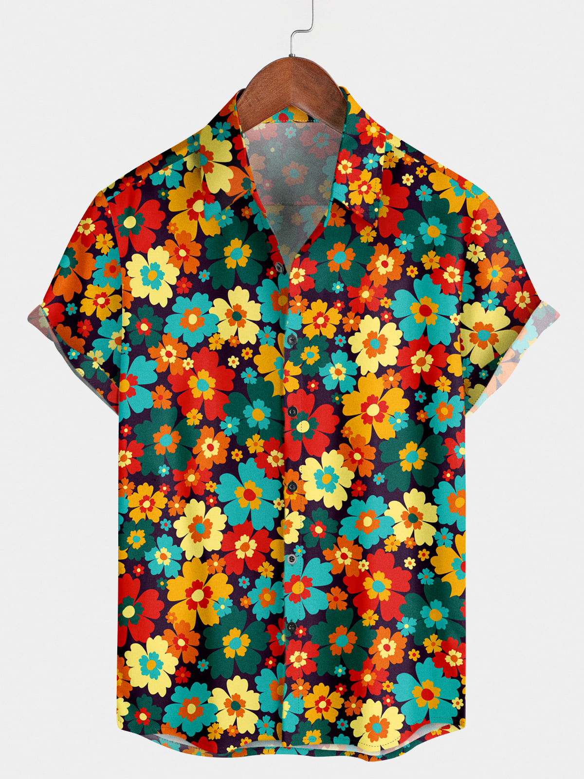 Chemise à manches courtes à imprimé floral pour hommes