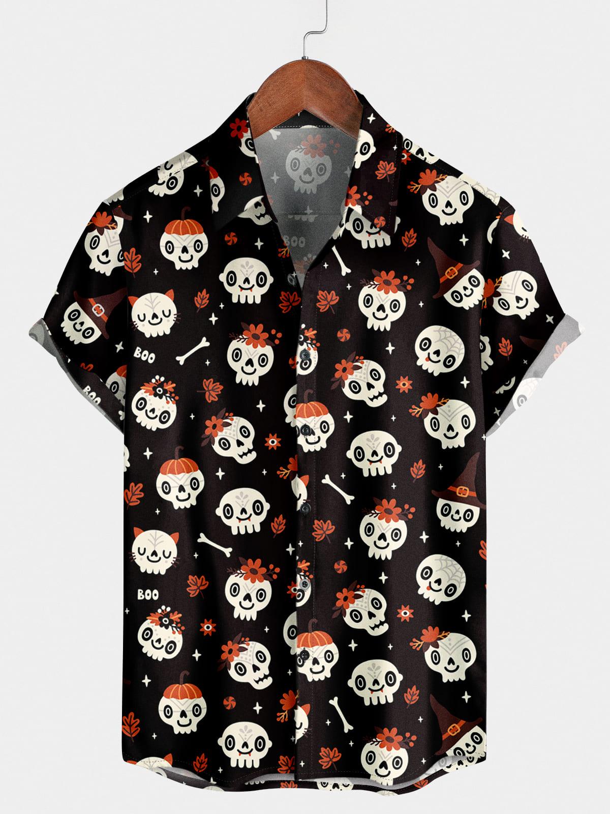 Camicia a maniche corte da uomo con teschio di cartone animato