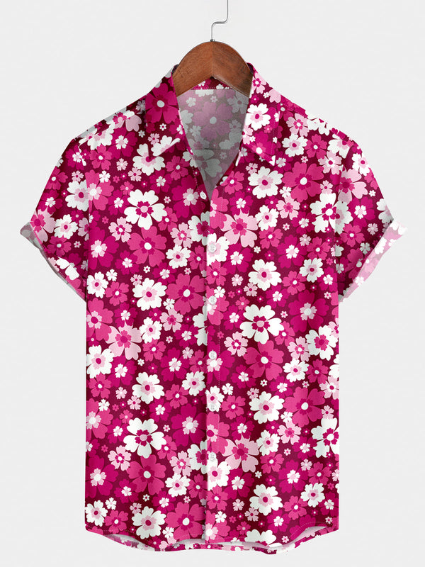 Men's Floral Print Short Sleeve Shirt