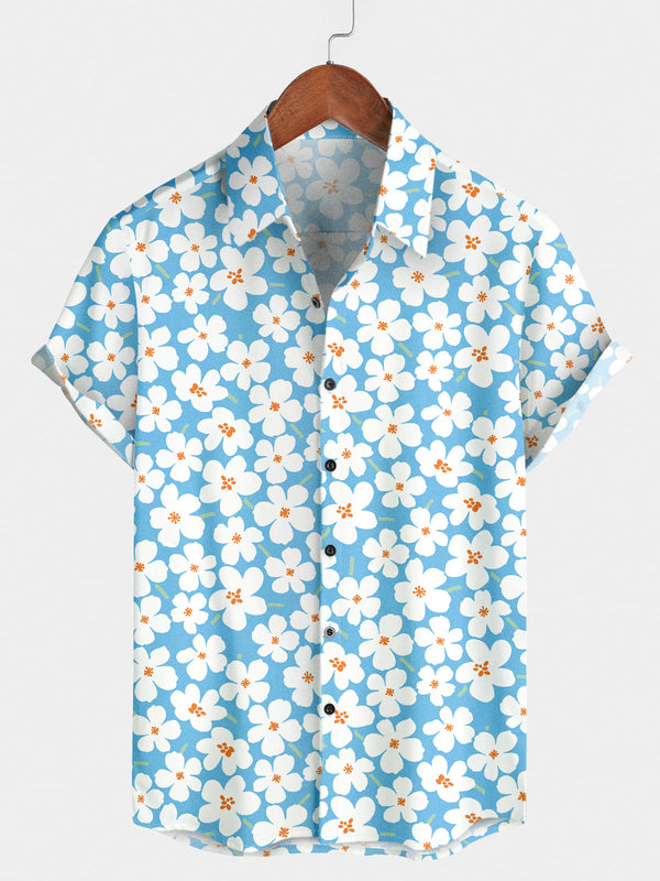 Camicia da uomo a maniche corte per vacanze floreali