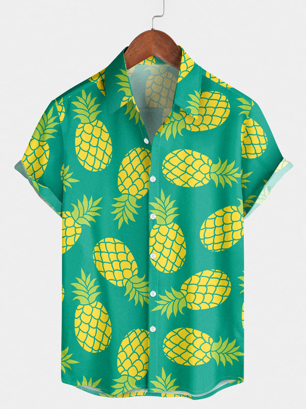 Camicia a maniche corte casual ananas da uomo